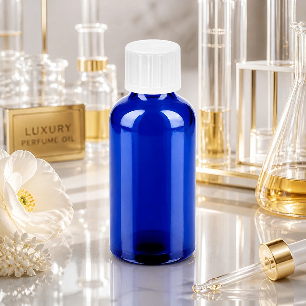 Veelzijdig 50ml BlueLine flesje voor DIY cosmetica serums parfum oliën en homeopathische middelen