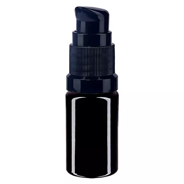 Violet glas fles 5 ml met pompsluiting zwart Violet glas fles 5 ml met pompsluiting zwart