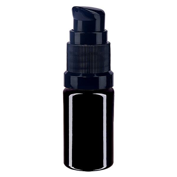 Violet glas fles 5 ml met pompsluiting zwart Violet glas fles 5 ml met pompsluiting zwart