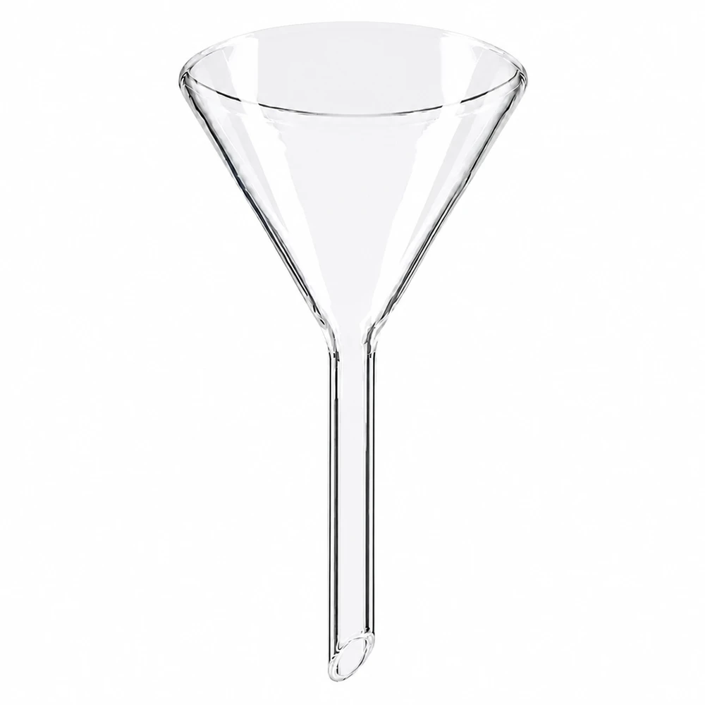 Glazen trechter 60mm diameter gemaakt van soda lime glas met kort handvat voor laboratoriumgebruik