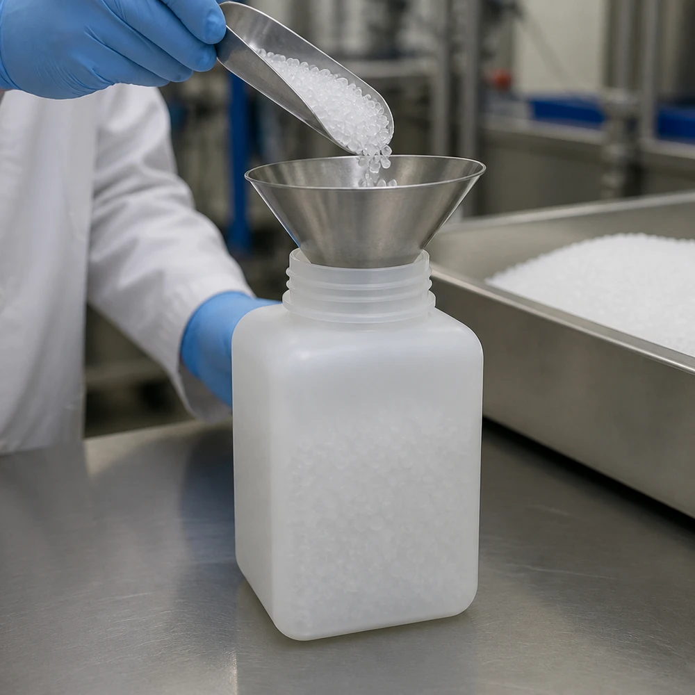 Laboratoriumfles voor chemicaliën, 1000 ml, met brede hals, naturel, met brede opening voor eenvoudig vullen