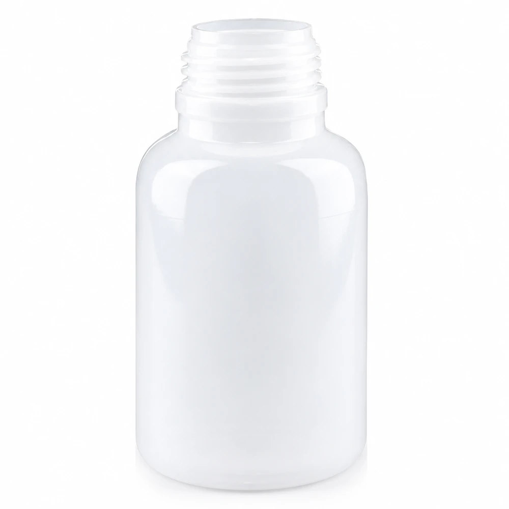 Wijde hals laboratoriumfles 250ml zonder sluiting Lege witte kunststof fles met brede hals, 250 ml, met brede opening voor laboratoriummonsters