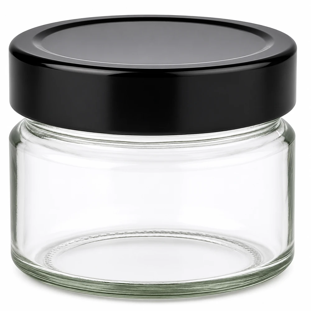 130ml rond glas met BasicSeal deksel zwart UNiTWIST