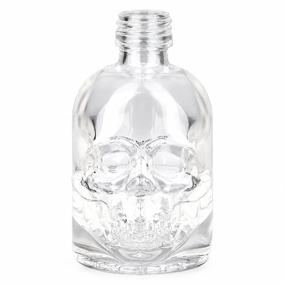 50 ml glazen fles Hector zonder schroefsluiting UNiTWIST® 50ml glazen fles Hector schedelontwerp zonder dop UNiTWIST transparant voor sterke dranken en verzamelaars