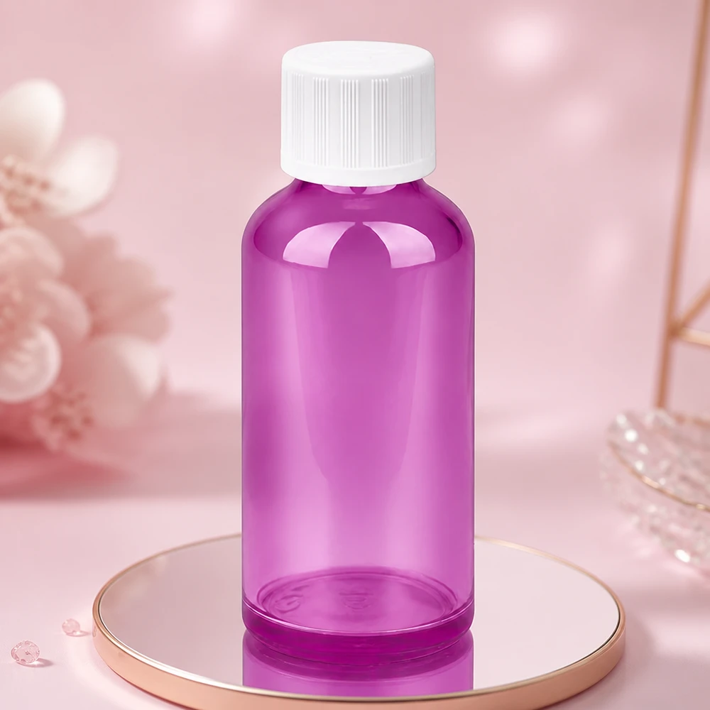 Veelzijdig 50ml flesje met UT18 schroefdraad in paars voor laboratorium en cosmetica-industrie