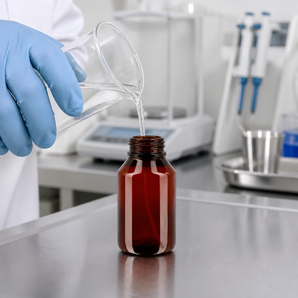 Braune PET Flasche 50ml mit weissem Zerstäuber schützt lichtempfindliche Inhalte zuverlässig