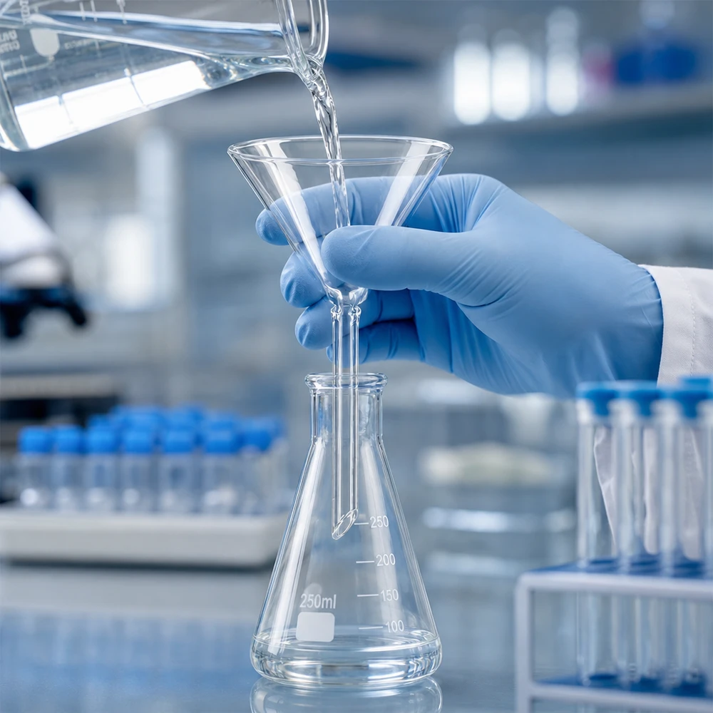Chemische laboratoriumglas trechter borosilicaat 75mm korte vorm voor professionele filtratie en analyse