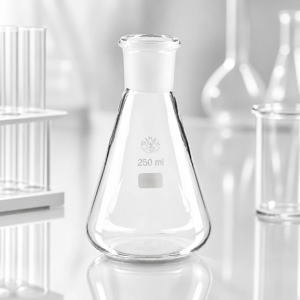 Erlenmeyer 250ml nauwe hals borosilicaat met slijpstuk 29/32
