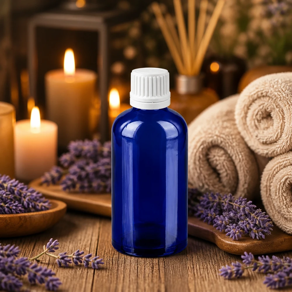 100ml druppelfles 0.7mm wit OV BlueLine UT18/100 100ml druppelfles met 0,7mm doseeropening - perfect voor essentiële oliën en aromatherapie