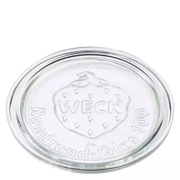 WECK glazen deksel RR100 WECK glazen deksel RR100 rond transparant met reliëflogo voor inmaakpotten en mason jars