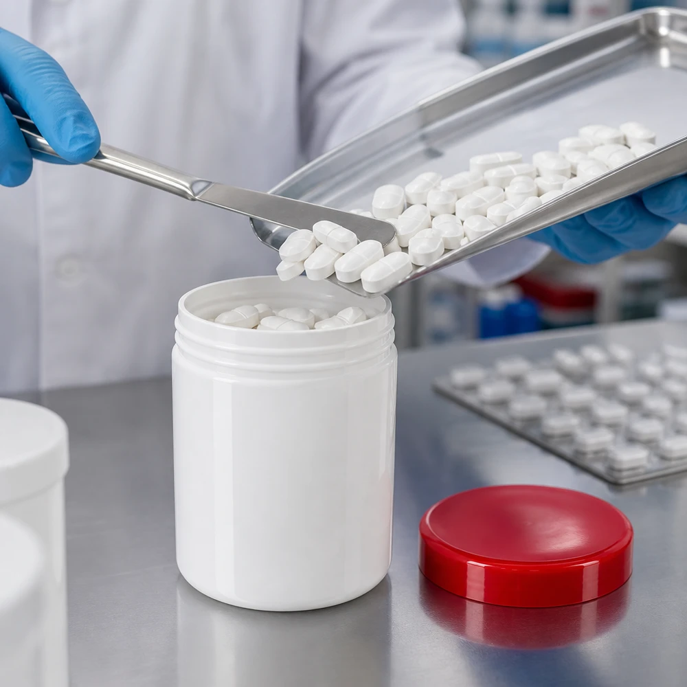 Zalfpotje 800 g, wit met rode schroefdop, geschikt voor tabletten, capsules en poeder
