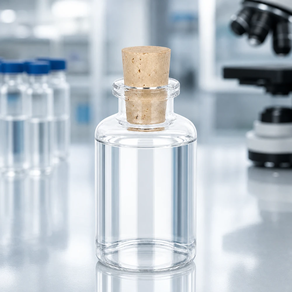 Injectiefles helder glas 30ml met kurk 11/14mm Wiederverschließbare Klarglasflasche 30ml mit Naturkorken für Probenaufbewahrung und Laborgebrauch
