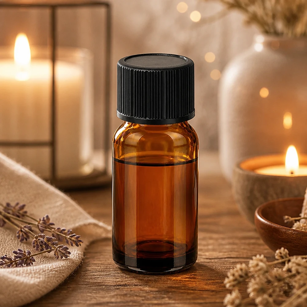 Elegant druppelflesje van 10 ml in warme bruintinten, perfect voor doe-het-zelfprojecten en mengsels