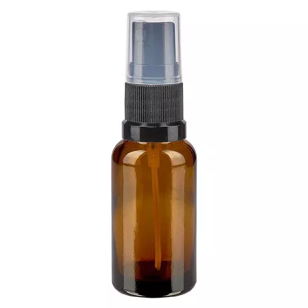 Bruin glazen flessen 20ml met zwart pompverstuiver Bruin glazen flessen 20ml met zwart pompverstuiver