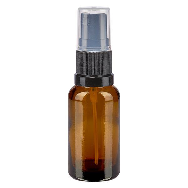 Bruin glazen flessen 20ml met zwart pompverstuiver Bruin glazen flessen 20ml met zwart pompverstuiver