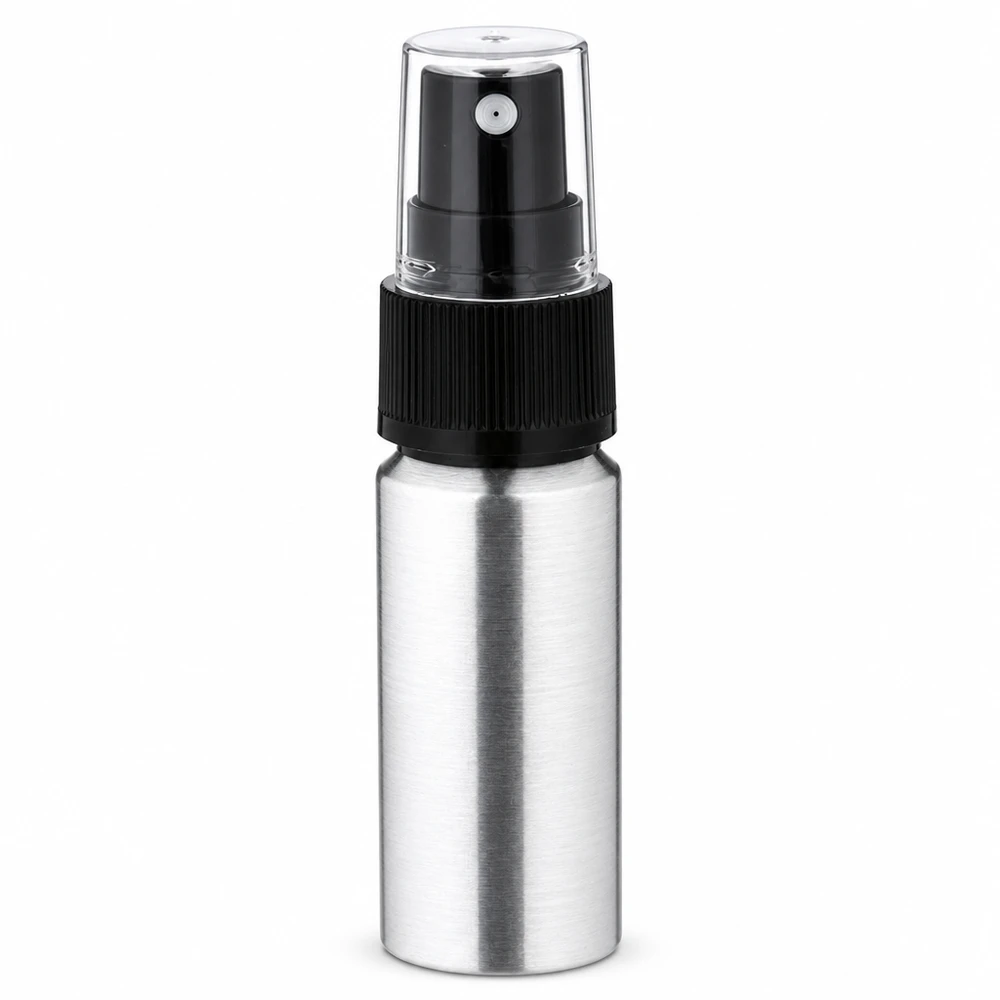 20 ml aluminium fles gebeitst incl. pompverstuiver zwart 20 ml aluminium sprayflacon - handig reisformaat voor onderweg