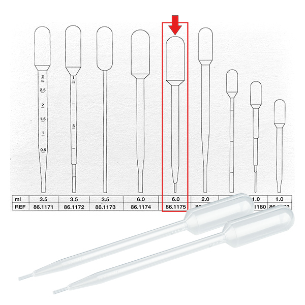 Transferpipet, nominaal volume: 6 ml, (LxB): 146 x 15 mm, stuurman Transferpipet, nominaal volume: 6 ml, (LxB): 146 x 15 mm, stuurman