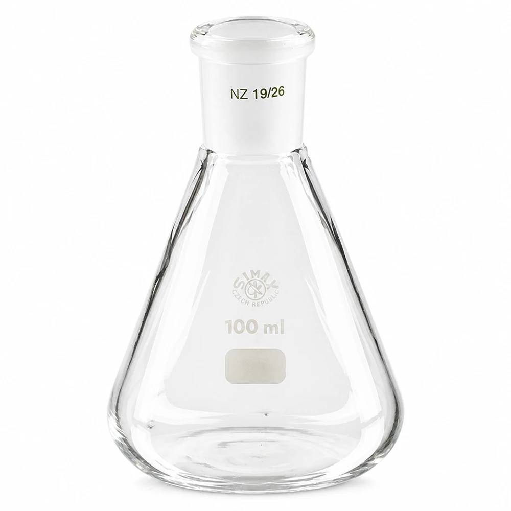 Erlenmeyer 100ml nauwe hals borosilicaat met slijpstuk 19/26