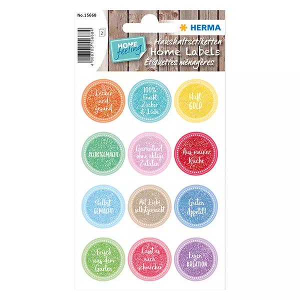 Stickers “Hüftgold” (24 stickers met glitter) | 2 vellen = 24 papieren stickers.