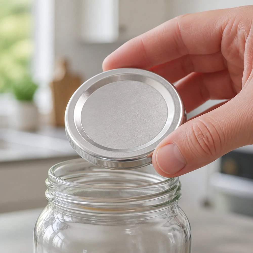 43 mm BasicSeal-deksel, zilver (TO43) UNiTWIST UNiTWIST BasicSeal 43 mm deksel, zilverkleurig, van roestvrij staal, voor voorraadpotten