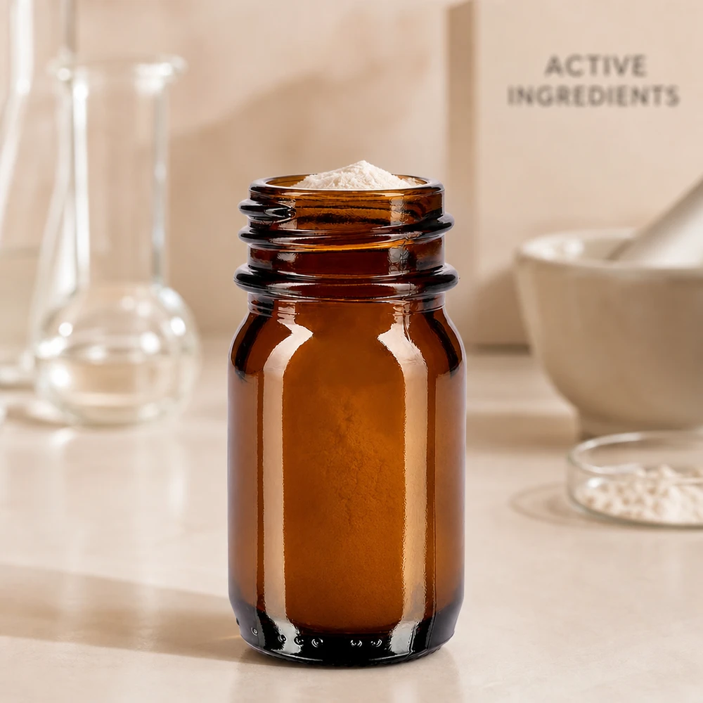 Compacte 30 ml fles met wijde hals van hoogwaardig amberkleurig glas voor laboratoriumgebruik