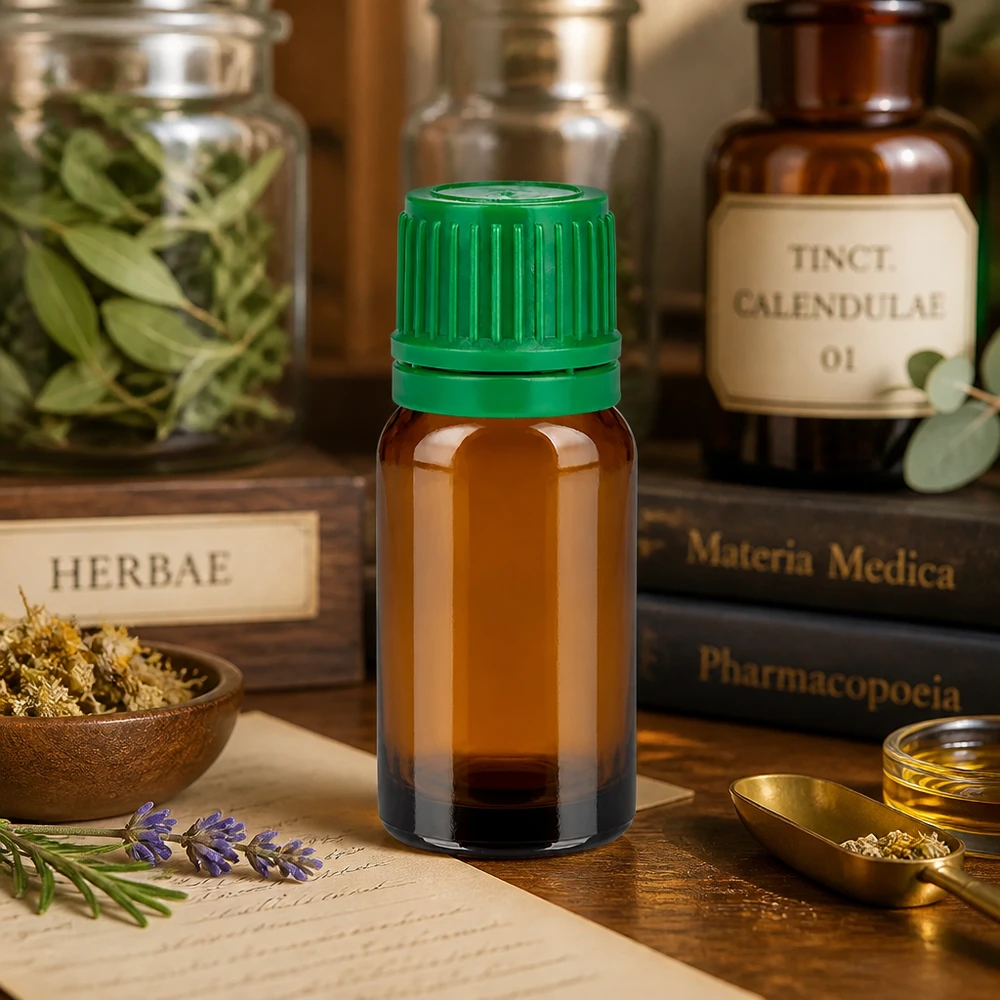 10ml flesje 11mm SV groen OV BrownLine UT18/10 Professioneel 10ml medicijnflesje van amberkleurig glas met groene dop
