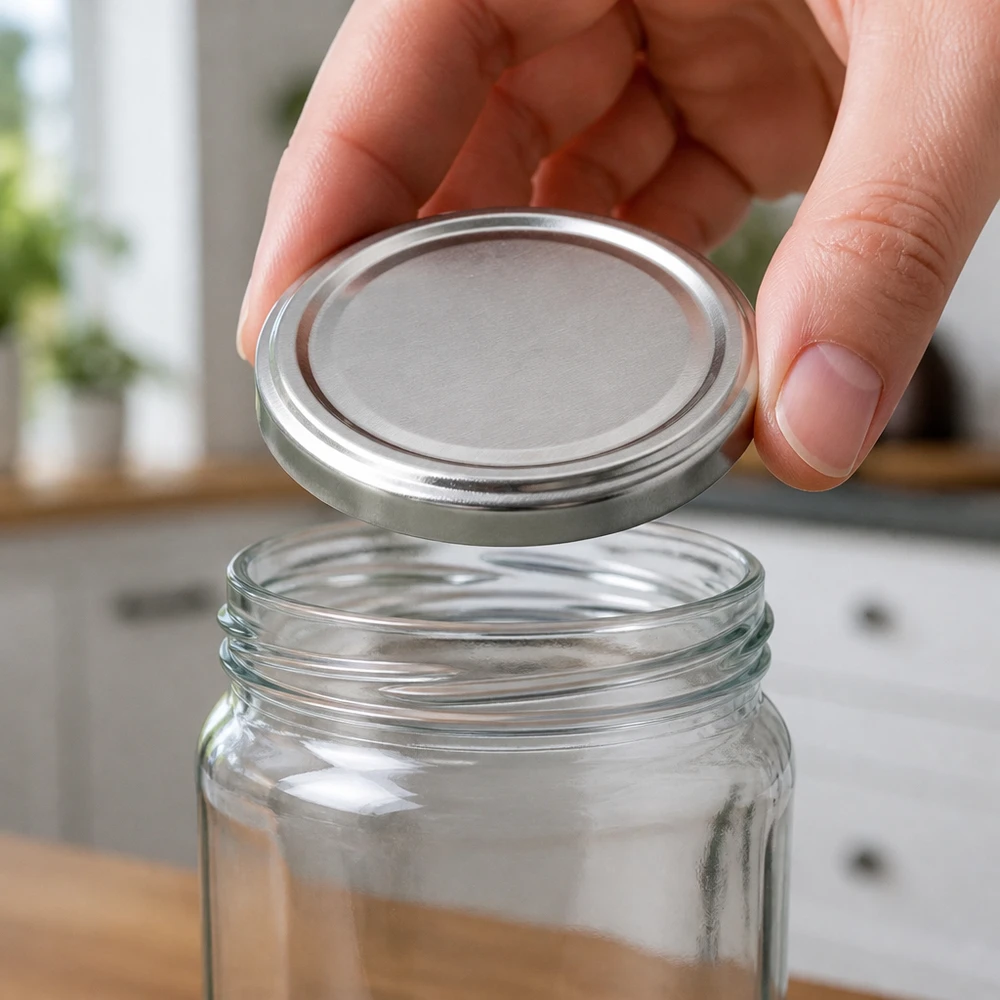 Herbruikbaar BasicSeal-deksel, zilver, 58 mm, TO58, voor inmaken en conserveren