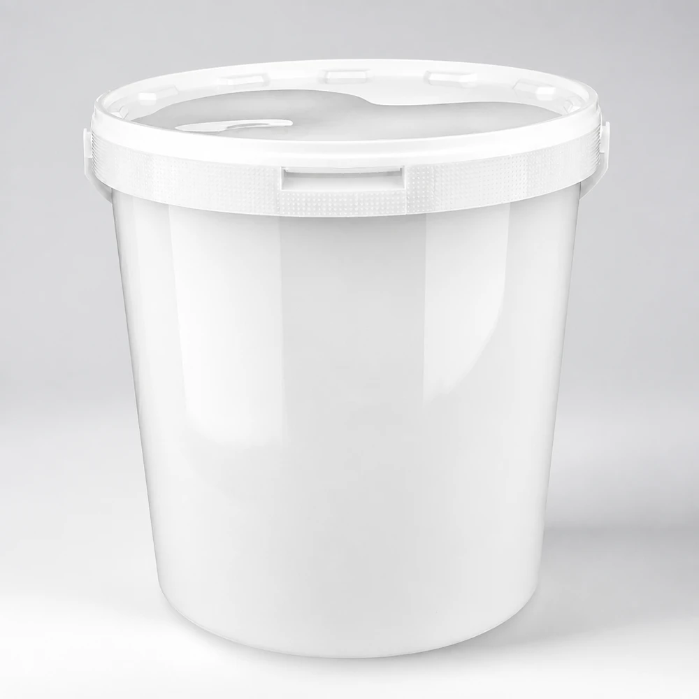 10,7 liter emmer van wit PP plastic met deksel Hygiënische voedselemmer van PP, 10,7 liter, wit, met hersluitbaar deksel