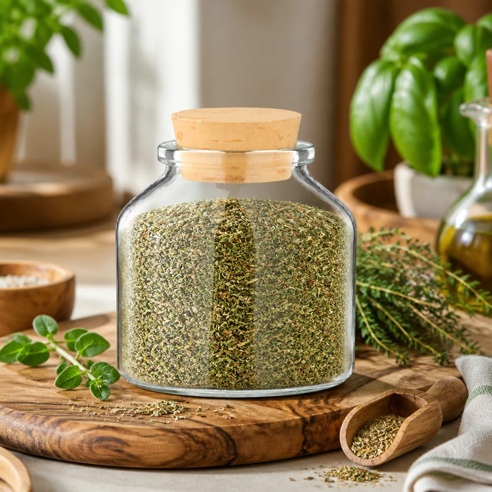 Idee voor een glazen kruidenpotje: Rond 100 ml helder incl. kurk 22/26 Bolvormig glas met kurken deksel, 100 ml, voor kruiden; ideaal voor het bewaren van kruiden in de keuken
