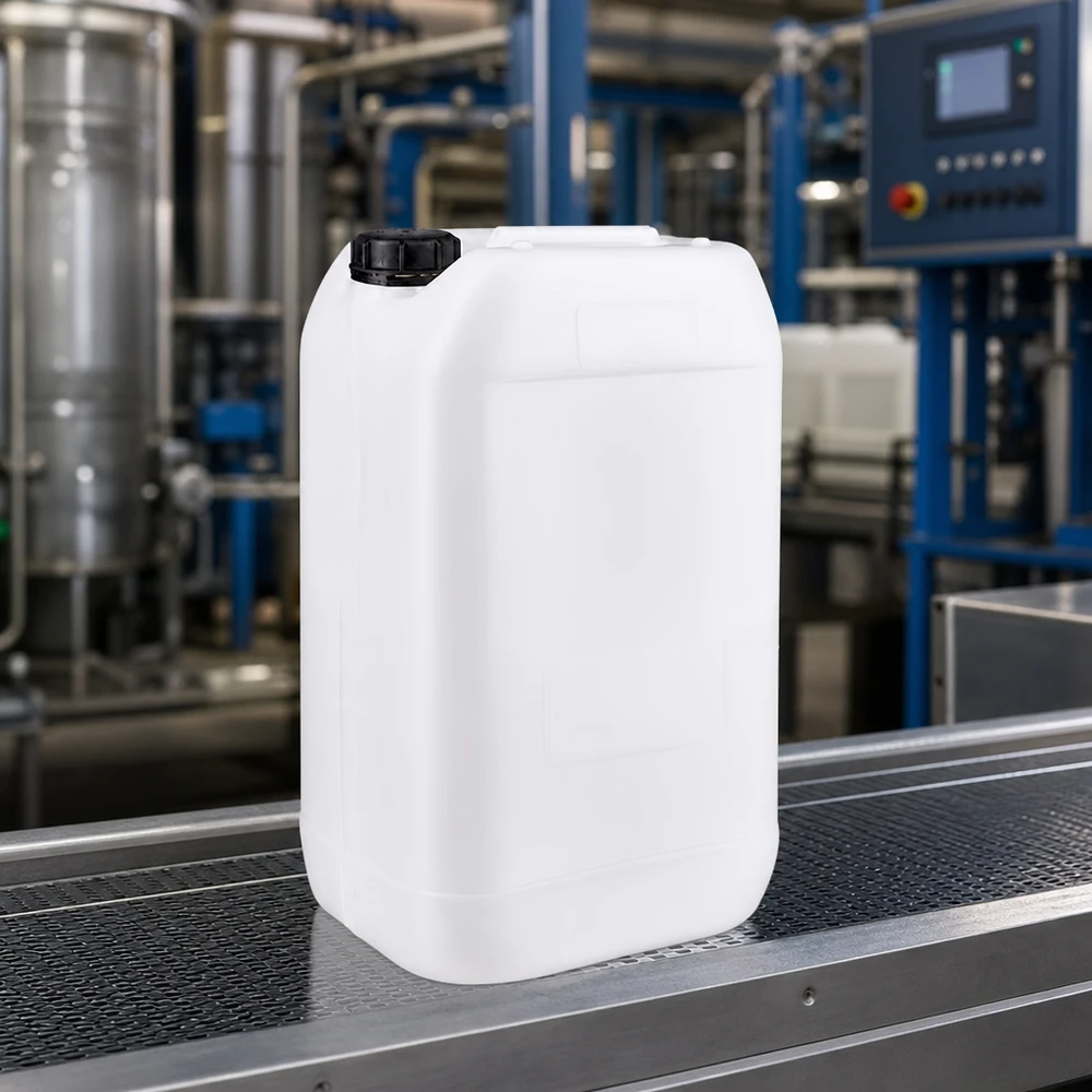 Stevige opslagkanister van 15 liter in naturelwit, geschikt voor chemische, voedingsmiddelen- en farmaceutische toepassingen