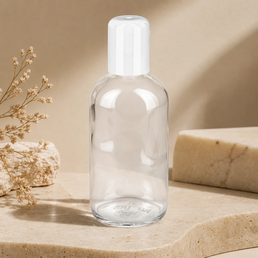 Lege ClearLine-roll-onfles van 100 ml met flip-top-sluiting in wit op natuursteen