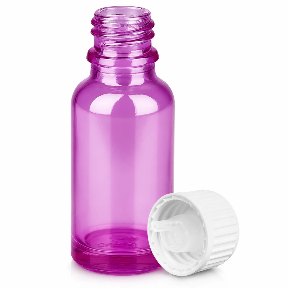 20ml druppelfles 0.9mm wit standaard PurpleLine. UT18/20 Handig 20ml flesje paars met witte druppelaar voor vloeibare voedingssupplementen