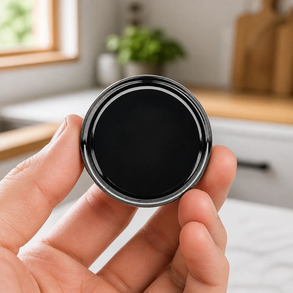 TO70 Inmaakdeksel zwart UNiTWIST 70 mm diameter handformaat keukenomgeving