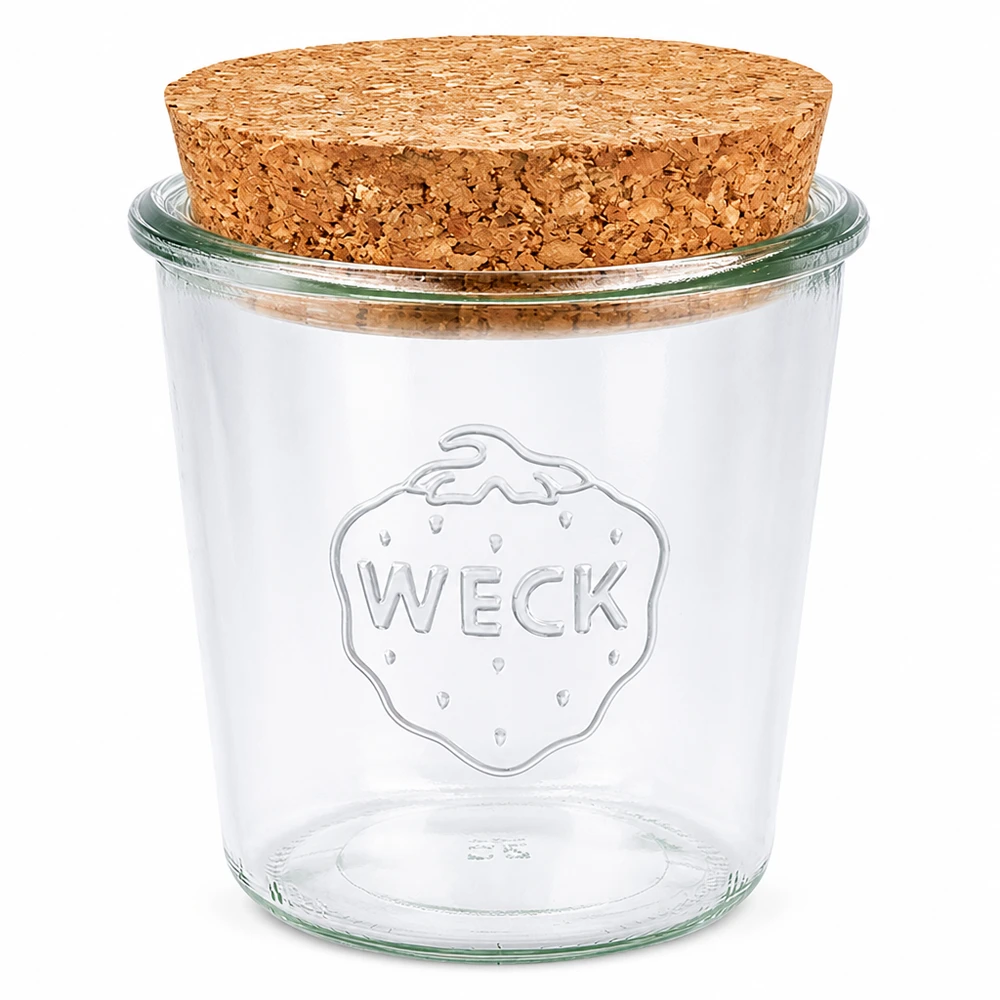 580ml stortglas WECK RR100 met kurk WECK tuimelpot 580ml RR100 met natuurkurk deksel inmaakpot voorraadpot transparant