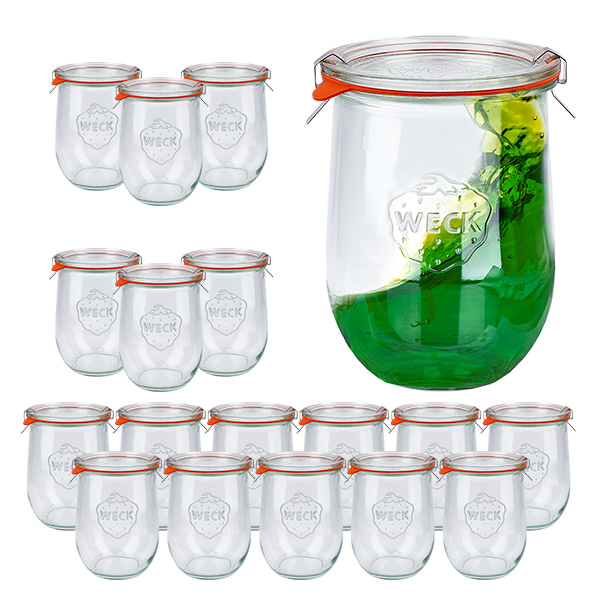 Set van 18 Weck potten 1062ml tulp potten, 1 liter bekers Set van 18 Weck potten 1062ml tulp potten, 1 liter bekers