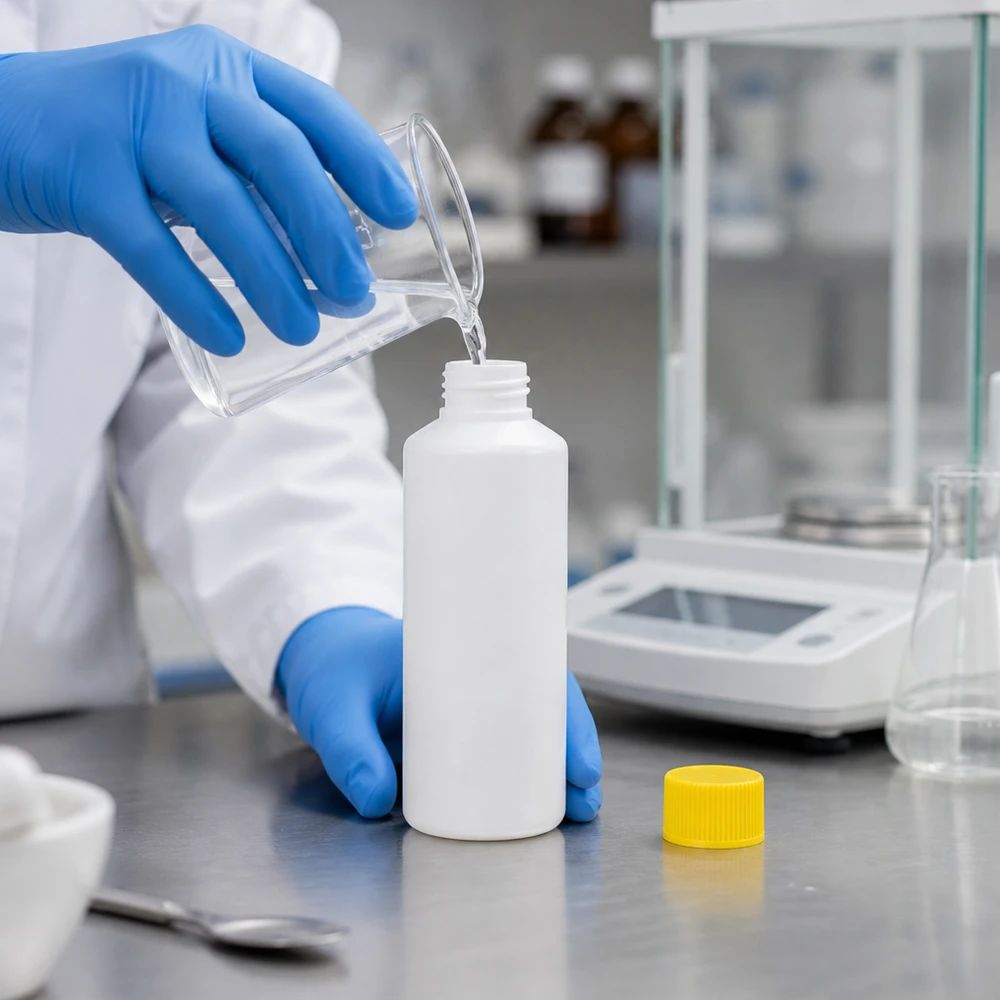 HDPE-fles van 100 ml met smalle opening en gele schroefdop voor laboratoriumtoepassingen