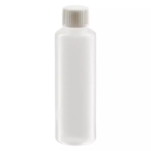 Proeffles (monsterfles) 12 ml, gemaakt van PE-LD, compleet met schroefdop wit