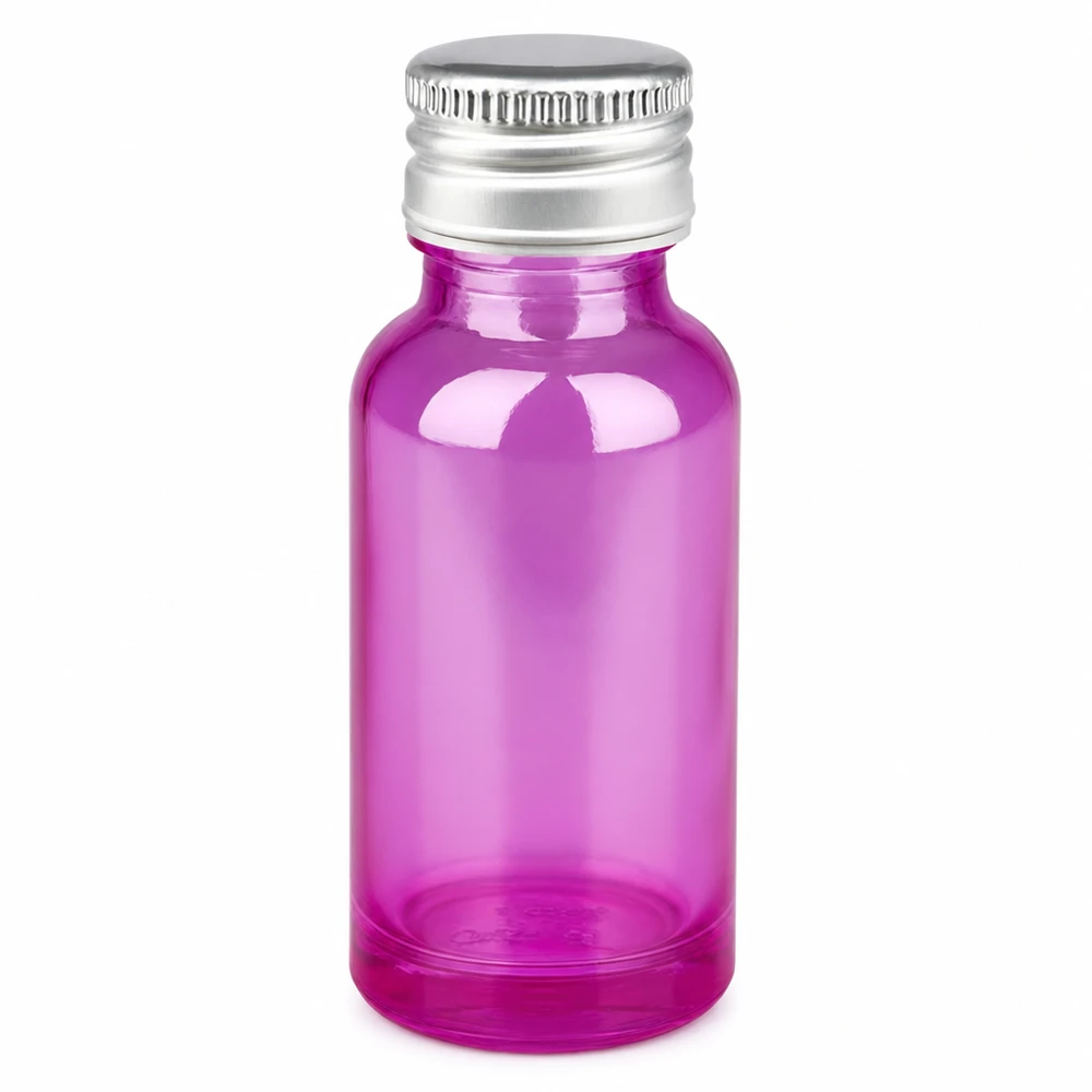 20ml fles 11mm schroefdop aluminium-zilver standaard PurpleLine.UT18/20 Paars glazen flesje van 20 ml met zilveren aluminium deksel, ideaal voor doe-het-zelfcosmetica