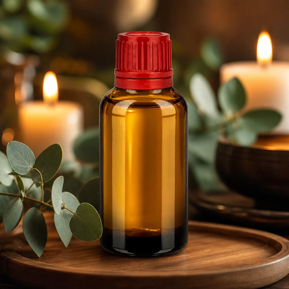 Handig bruin 30ml flesje met kindveilige rode dop voor dagelijks gebruik