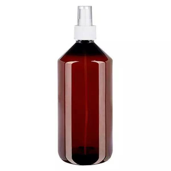 1000 ml PET medicijnfles met verstuiver wit GCMI 28/410 incl. dop transparant, standaard 1000 ml PET medicijnfles met verstuiver wit GCMI 28/410 incl. dop transparant, standaard