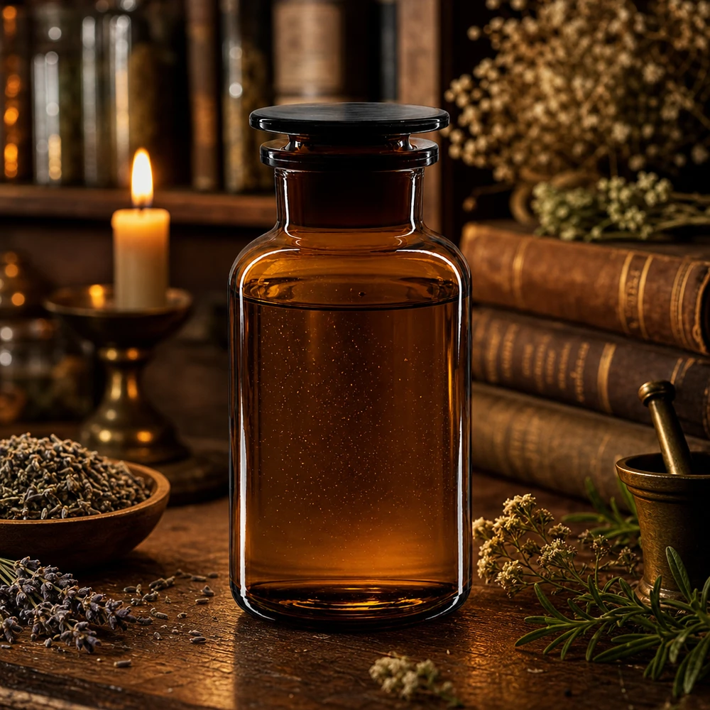 Klassieke bruine apothekersfles van 500 ml met brede opening en luchtdichte glazen stop
