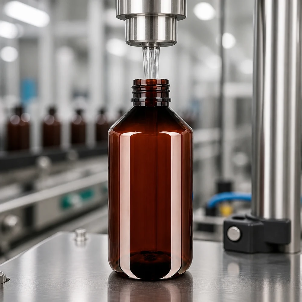 Grote bruine PET-apothekersfles van 750 ml met schroefdop voor OV