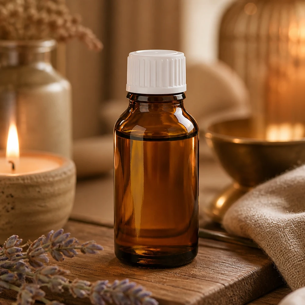 Bruine glazen fles 30ml met wit schroefsluiting St UV-bescherming Apoflesje 30 ml, bruin glas met kindveilige sluiting voor massageoliën