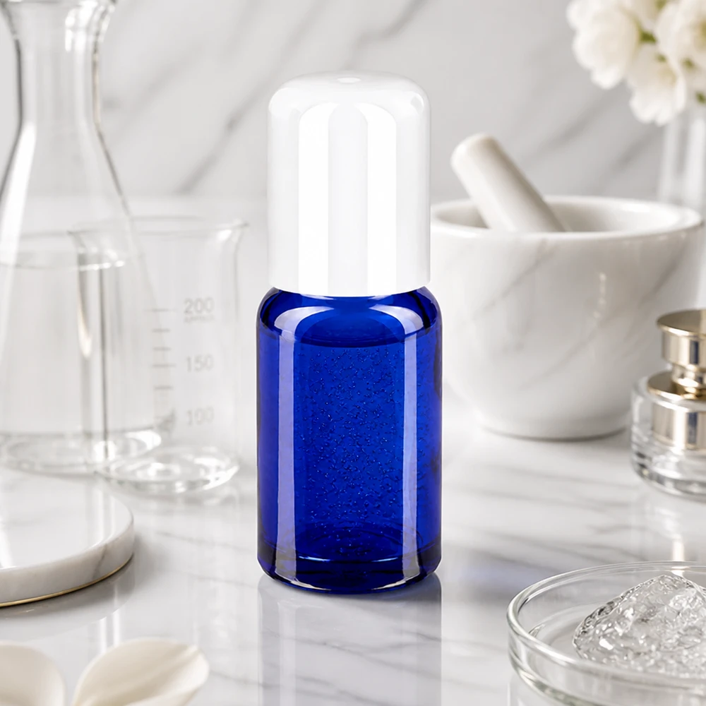 10ml rolfles wit STD BlueLine UT18/10 Premium blauw glazen flesje 10ml STD BlueLine voor professionele cosmetische toepassingen