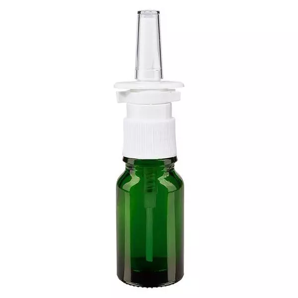 Groenen glazen flessen 10ml met neusverstuiver Groenen glazen flessen 10ml met neusverstuiver