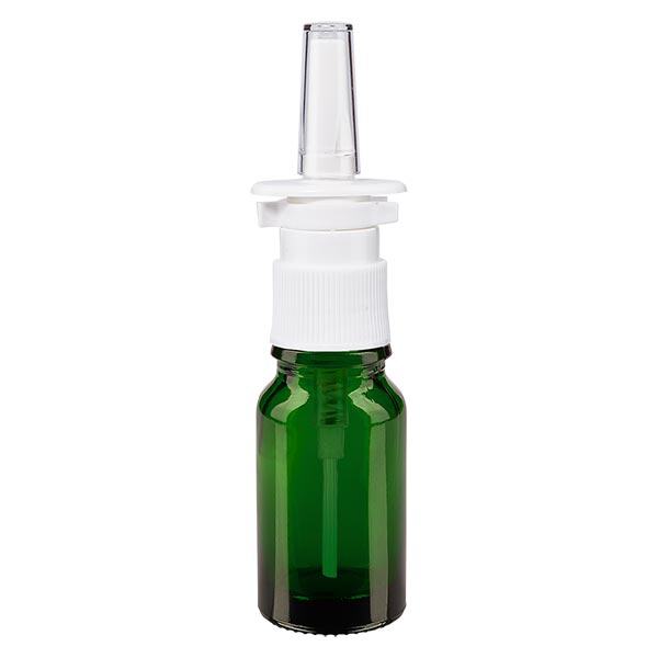 Groenen glazen flessen 10ml met neusverstuiver Groenen glazen flessen 10ml met neusverstuiver