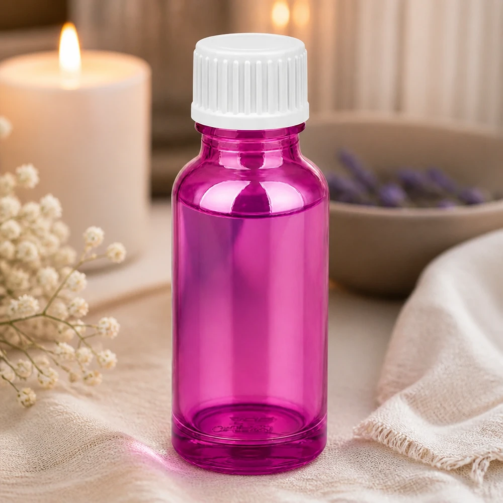 20ml druppelfles 0.9mm wit standaard PurpleLine. UT18/20 Paarse 20ml druppelfles met mat oppervlak voor professioneel vullen en bewaren van producten