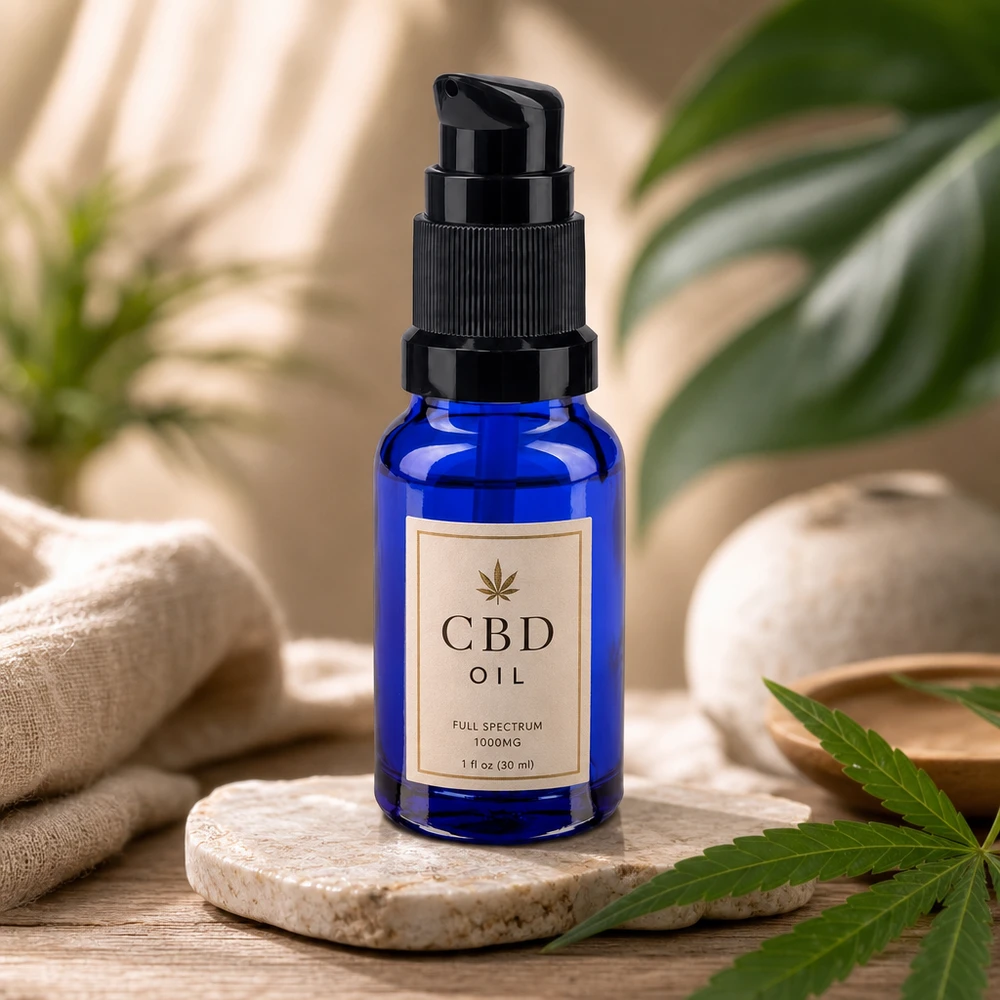 Blauwe glazen flessen 10ml met zwart pompsluiting Blauw flesje van 10 ml met zwarte airless-pomp, ideaal voor oliën en tincturen