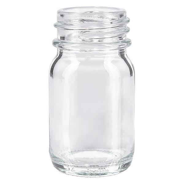Fles met wijde hals 30 ml helder glas met DIN 32 opening zonder sluiting Fles met wijde hals 30 ml helder glas met DIN 32 opening zonder sluiting