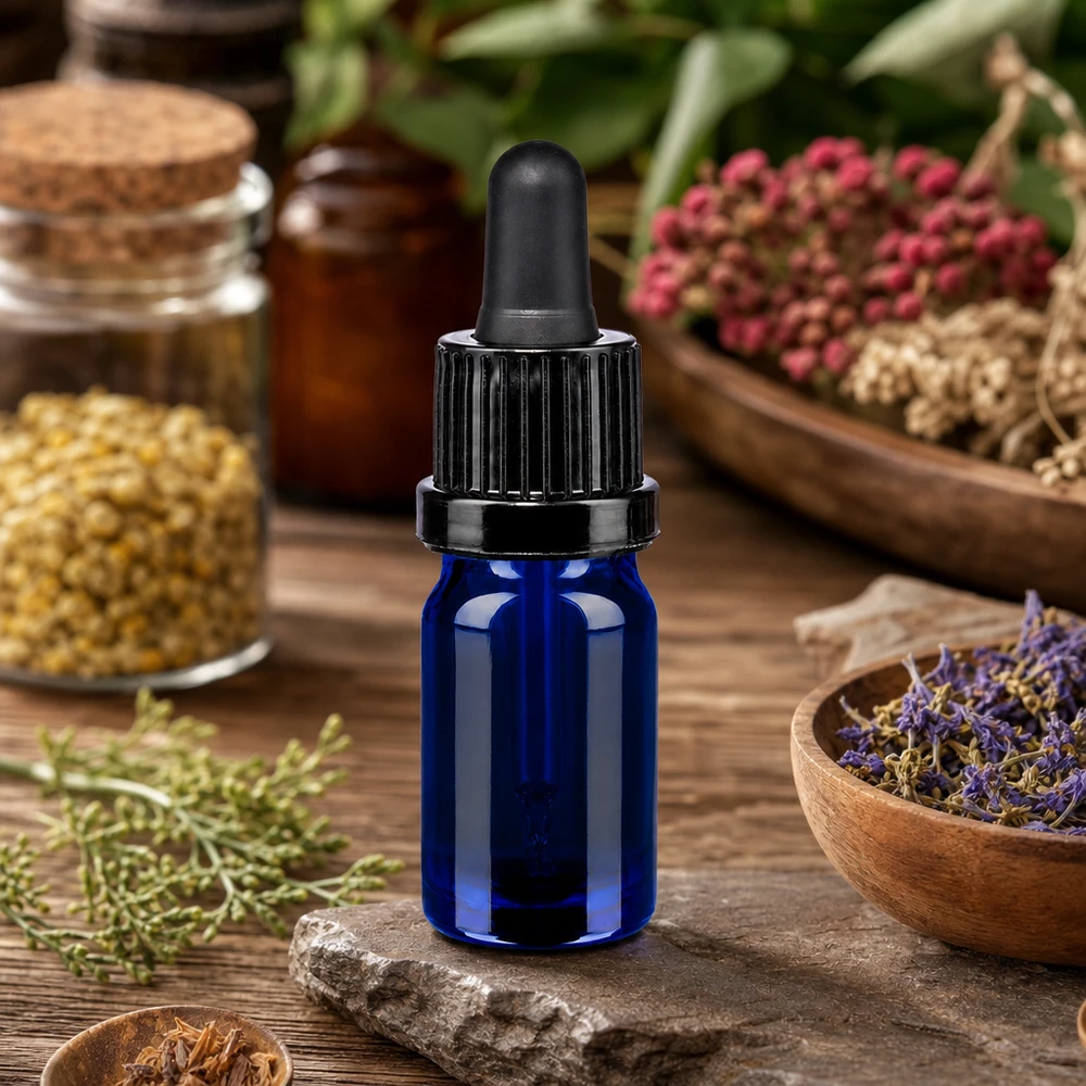 5ml pipetfles zwart OV BlueLine UT18/5 Elegant blauw glazen flesje 5ml met druppelaar voor medicinale plantenextracten OV BlueLine UT18/5